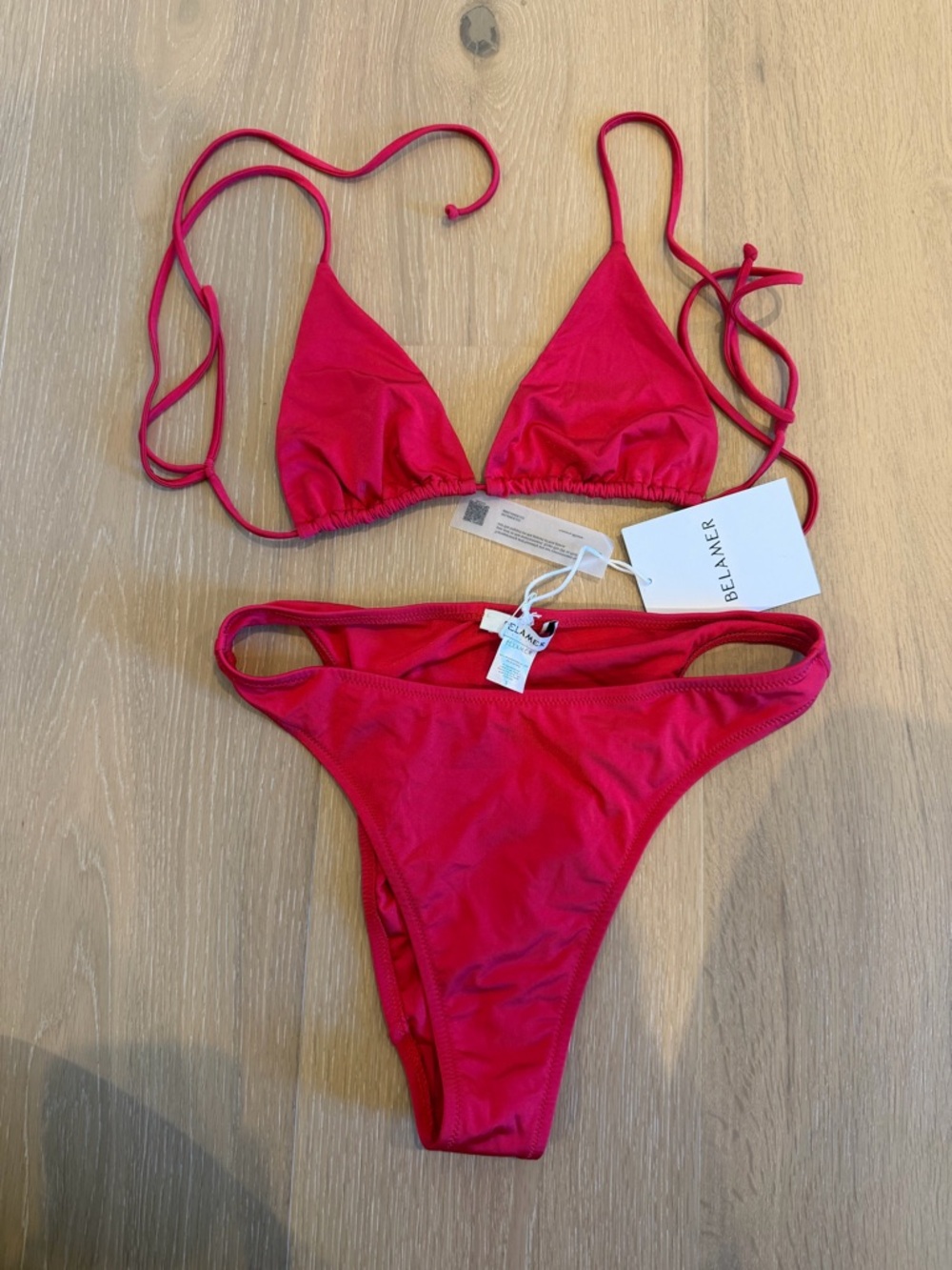 Red String Triangle Bikini Set